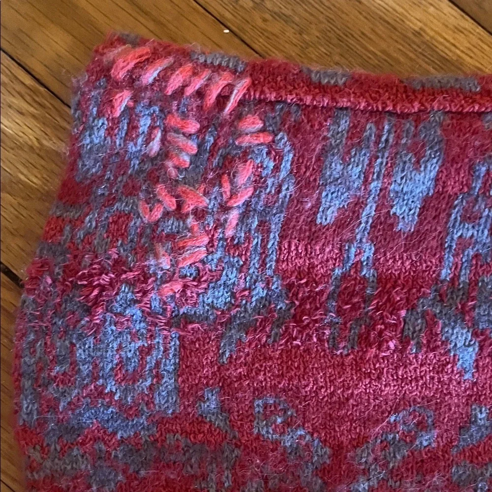 Free People Red and Gray Hooded Sweater